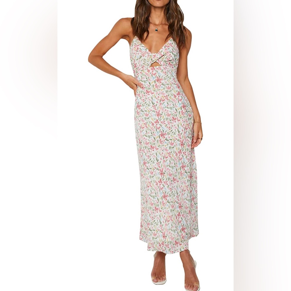 Zaful floor length white floral dress
